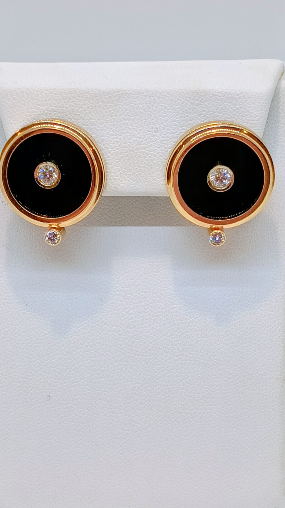 Diamond & Onyx Circle Earrings