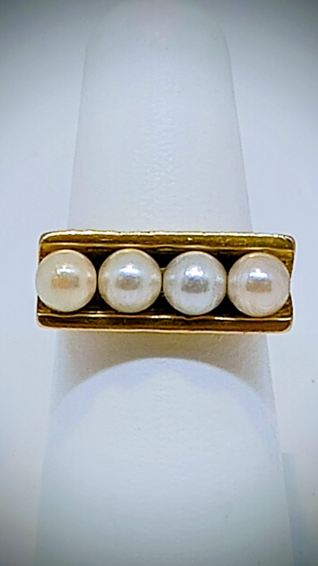 Pearl Bar Ring, 18k Gold